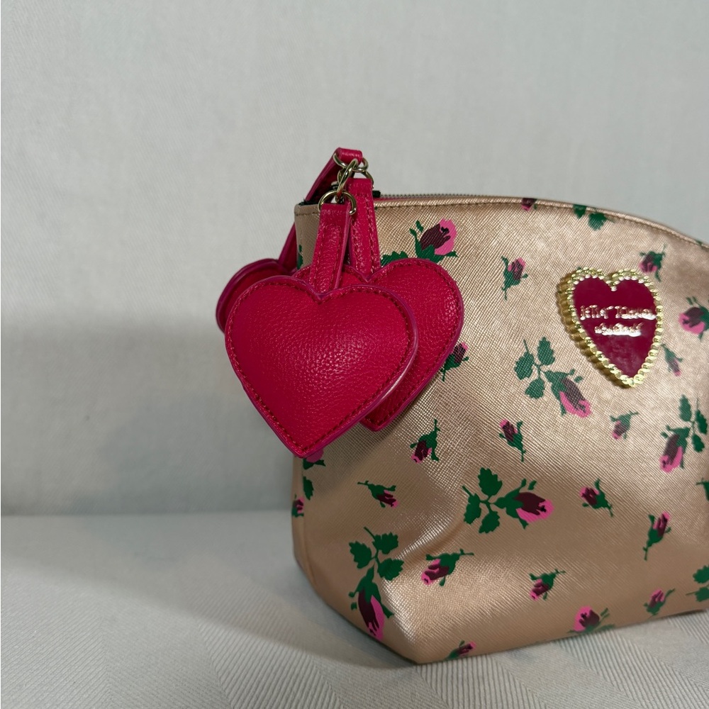Betsey Johnson Pink and Gold Floral Women's Cosmetic Bag - Picture 3 of 8